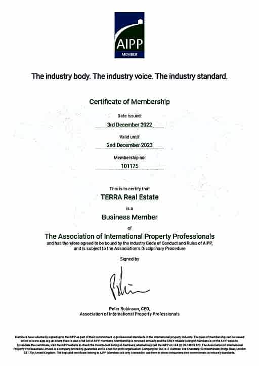 Membership Certificate of the AIPP