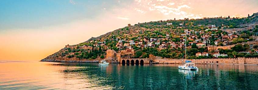 Alanya harbor at sunset