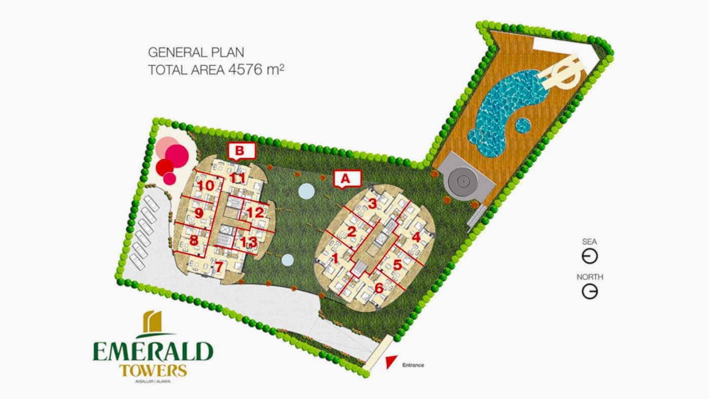 Sea View Apartment for Sale in Emerald Towers, Avsallar, Alanya - 113141